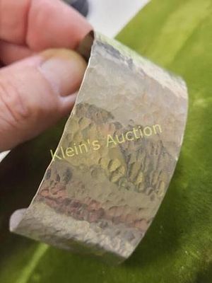hammered silver tone cuff bracelet. unsigned very nice see pics
