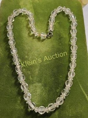 art deco clear or rock crystal sterling necklace ". 15" 1950's era with sterling clasp see pics