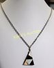 pyramid pendant mop & onyx necklace 18". vintage estate piece mother of pearl and onyx on brown Image - 1