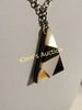 pyramid pendant mop & onyx necklace 18". vintage estate piece mother of pearl and onyx on brown Image - 3