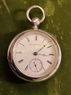 Rare 1873 Elgin Coin silver pocket watch 18sz works H Taylor Henry H Taylor Elgin 1873 15 