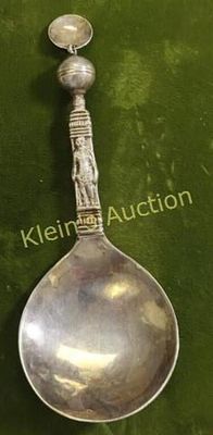 antique 1748 silver spoon signed HO 5". 5" long plus top 5 3/4" signed on back maker HO likely 
