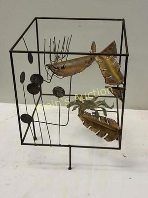vtg C Jere? copper bronze / Brass fish aquarium sculpture13 1/2" tall x 10" x 10" great mcm 