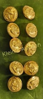 10 waterbury military authentic gold eagle buttons. army, navy, marines?, near mint super nice 