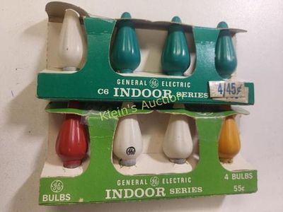 8 C6 1950 christmas light bulbs in pkg GE. all 8 appear unused see pics all 8 for one bid