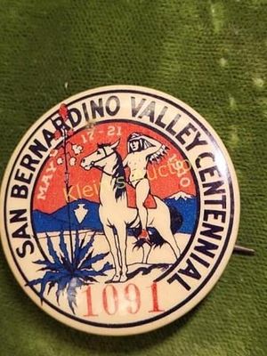 rare 1910 san bernadino valley cente pinback buttn. rare 1910 san bernadino valley cente pinback 