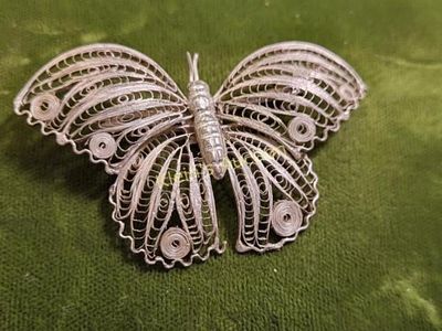 antique sterling filigree butterfly brooch pin si!. antique sterling filigree butterfly brooch 