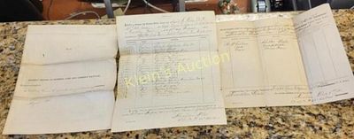3 documents civil war era military equiptment. monthly returns of clothing , camp, and garrison 