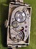 14K gold art deco gruen hand engraved watch. 14K white gold 1920's 15mm x 28mm case 15 jewel Image - 2