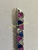 sterling silver tennis bracelet trillion cut stone. from estate 7" all trillion cut stones looks Image - 1