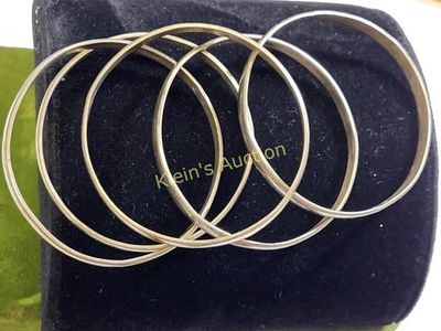 5 taxco sterling bangle bracelets nice!. 2 1/2" inside width should fit most 81 grams total all 