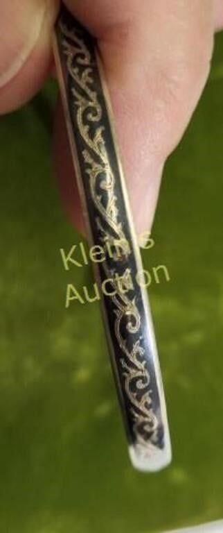 siam sterling bangle bracelet damascene. 2 5/8" interior width 5mm wide band 12.5 grams very 