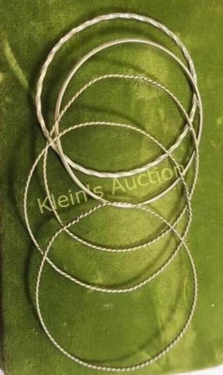 5 sterling silver bracelet bangles. 2 1/2" opening 20 grams all 5 for one bid ready to wear see pics