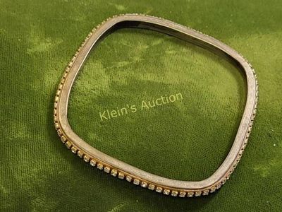 square crystal bangle bracelet crystals or rhinese. 2 3/4" at widest inside diameter in great 