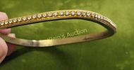 square crystal bangle bracelet crystals or rhinese. 2 3/4" at widest inside diameter in great Image - 1
