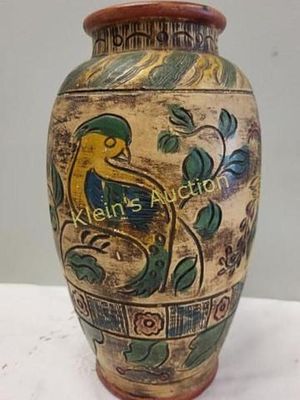 vtg made in japan clay earthenware vase. earthenware vase made in japan hand carved hand 