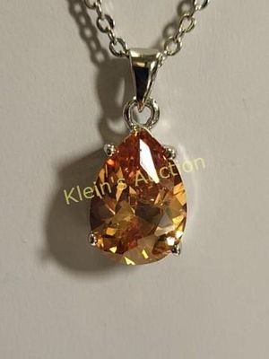 pear multi color citrine? pendant on 18" necklace. no markings non magnetic 18" chain 9.7mm x 