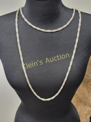 mid century twisted rope or chain mail 70" necklace awesome 50's style twisted rope 70" long 