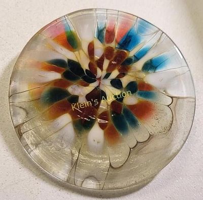 murano glass stretch & fused Brooch pendant. 54mm wide has pin on back can be a brooch or 