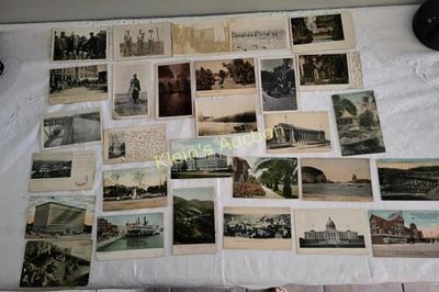 collection of vtg topographical post cards 29pcs. lot of 29 featuring scenes of bldg, ship 