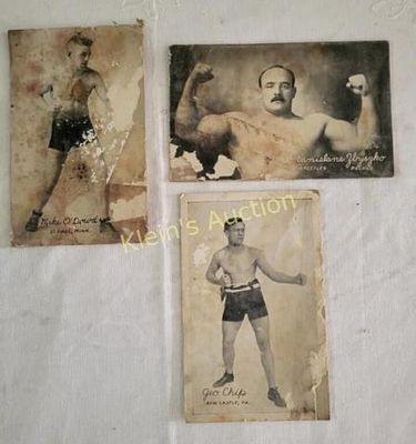 early 1900's postcards lot of 3 boxers,++. Stanislans zbrysko wrestler, Geo chip, Mike O'dowd 
