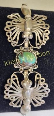 early Navaho sterling & turquoise butterfly bracet. early Navaho sterling &amp; turquoise 