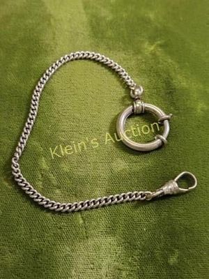 pocket watch vtg chain in great shape. 7" long has large clasp and small one both work good seepics