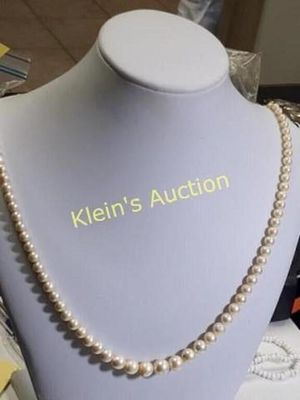 light champagne color glass? pearls?. 22" vtg from estate cold to the touch see pics