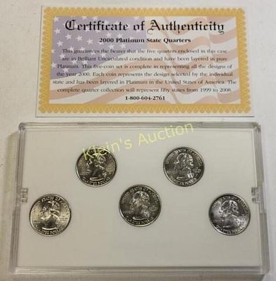 2000 platinum state quarter collection w/coa. mint in pkg seepics