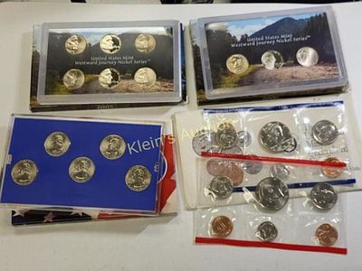 4 us coin mint sets nickel's, quarters full set. 2005 westward nickel set, 2006 westward nickel 