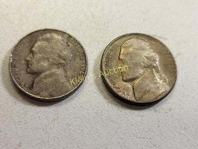 pair of early error nickels 1950 & 1964. 1950 looks like very weak die struck Monticello almost 