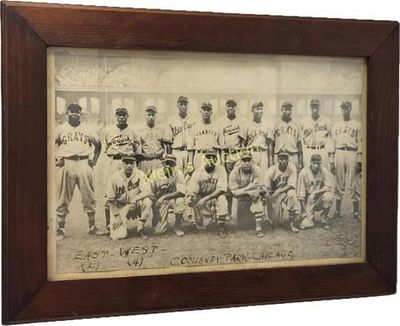 1939 Negro League east -west all star game team. comisky park, looks like reprint in antique 