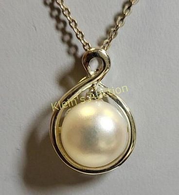 sterling Italy necklace &amp; sterling w/pearl diamond? pendant9mm pearl &amp; diamond? pendant 