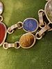 gold filled gemstone scarab Bracelet 7 3/4. all hand carved gemstone with safety chain marked Image - 2