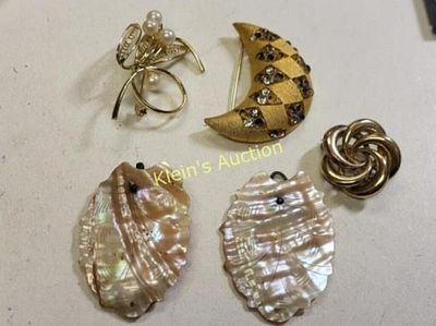 brooches Mother of pearl, J.J. Pearl etc lot of 5. all 5 pcs for one bid JJ crescent moon 