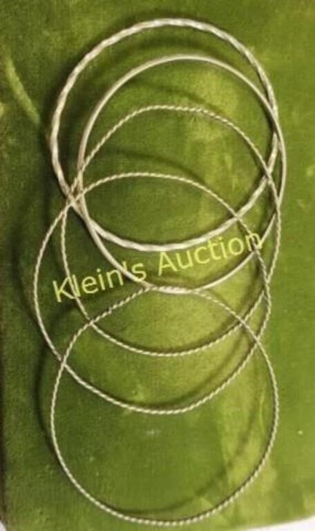 sterling silver bracelet bangles lot of 5. 2 1/2" opening 20 grams all 5 for one bid ready to 
