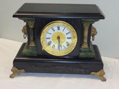 sessions antique mantle clock 8 day hour, strike. w/key, cathedral gong stunning clock works 