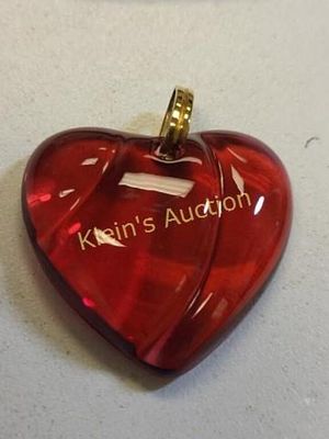 Baccarat France signed Red heart Pendant Nice. 38.5 mm wide x 36.2 mm long with gold tone bail 
