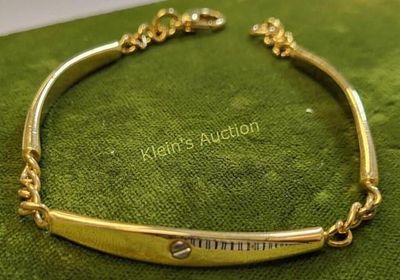 vtg gold tone bracelet w/ silver screw look 7 1/4. very elegant tapered links gold and silver 