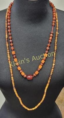 Amber vintage necklace lot of 2 Baltic too!. multi color crystal too, one is 26" other is 36" 