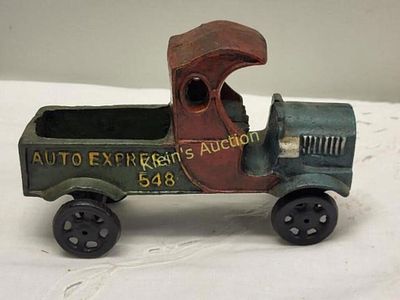 vtg heavy cast iron auto express 548 farm trucknice cast iron collectible 4 1/2" tall x 7" long 