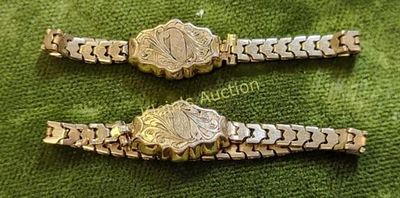 antique 14K yellow gold lot of 2 bracelets L mittn. antique 14K yellow gold lot of 2 bracelets 