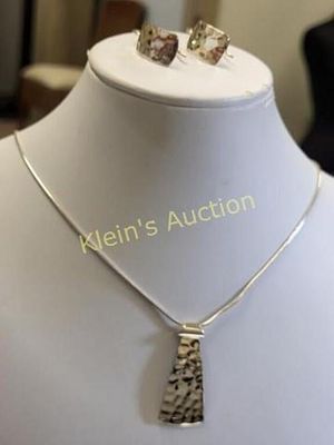 silpada sterling silver necklace & earrings Mint!. mint in orign box hammered design 18" 