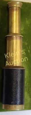 brass & leather vtg spyglass, captains telescope. stitched leather over brass 3 section 
