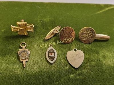 gold filled lot duke university, lehigh univ, heart pendantgold filled cufflinks all 6 pcs 