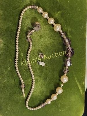 antique sterling pearl & amethyst necklace. outstanding antique necklace will need to be 
