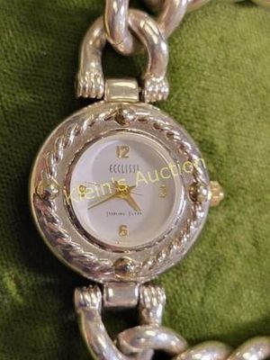ecclissi sterling silver cuban link watch. vintage watch marked as sterling bracelet & watch 