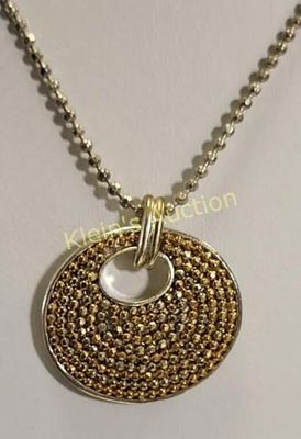 pave style gold & silvertone pendant on 18" chain. both signed LC great shape see pics