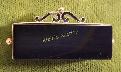 antique 14K yellow & onyx brooch w/fob hook up. can be a brooch or put on your chain or attach a 