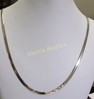 sterling herringbone vtg necklace 24" 3.3 mm. gorgeous from estate ready to wear see pics